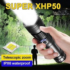 990000000 Lumen High Powered Super Bright Flashlight LED Rechargeable Torch Lamp