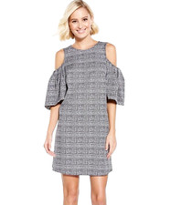 River Island Mini Dress Check Cold Shoulder Women's UK Size 14