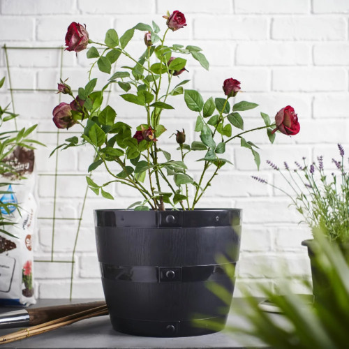 Black plant pots large - black,