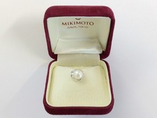 Vintage Rhodium Plated Silver & Mikimoto Pearl Tie Tack Pin Circa 1970