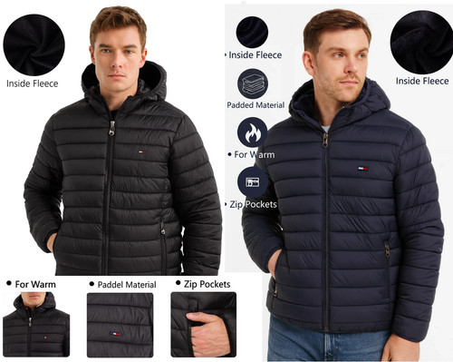 Mens hooded quilted jacket - hooded,