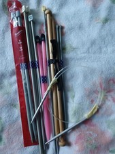 KNITTING NEEDLE BUNDLE - mixed size needles and ring needle.