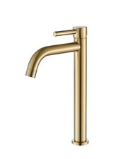 Brushed Gold Bathroom Sink Taps Tall Basin Vanity Mixer Tap Single Lever Faucet