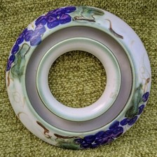 Ring Posy Vase by Clouds Folsom Pottery California  Painted Vine & Grapes Design