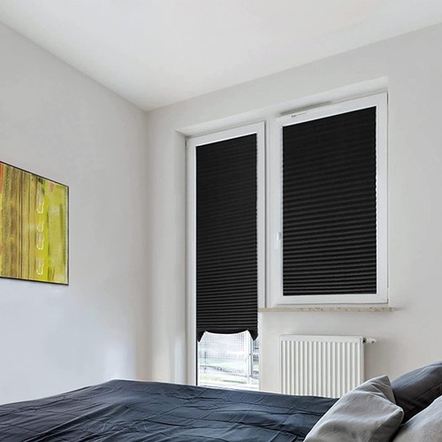 Sleek black roller - blinds, with