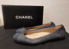 Authentic Classic Chanel Denim Ballet Flats - UK 5.5