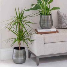 Metal Plant Pot Pewter Grey