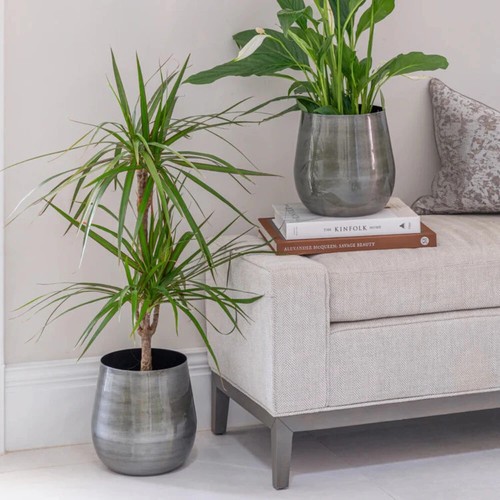 Metal plant pot pewter grey - plant,