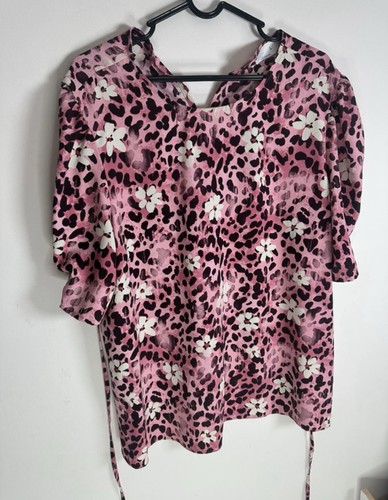 Pink leopard floral mix - leopard, blouse