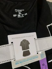 BNWT Pyjamas Pjs XL 18/20 Black White Piping Short Sleeve Shorts Button Up