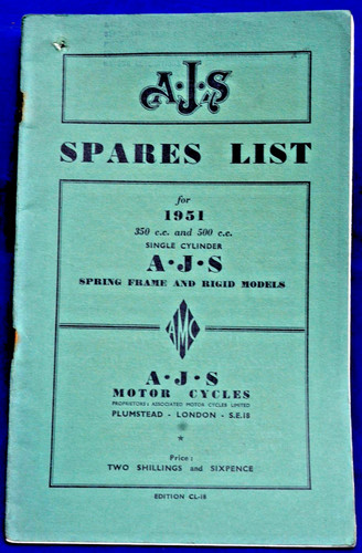Original 1951 ajs spares - spares, list