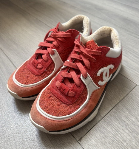 Chanel red white lace - chanel, lace-up