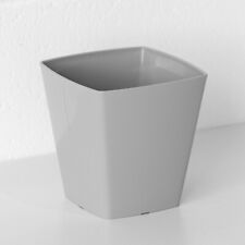 Set of 3 Grey Small 14cm Square Plastic Plant Pot Covers Herb Indoor Planters