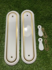 Pair Of New Old Stocks Porcelain Door Finger Plates W/Escutcheons B800