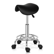 Adjustable Swivel Rolling Stool Saddle Workshop Seat Salon Spa Salon Chair UK