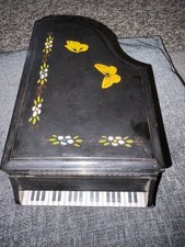 Vintage Grand Piano Shaped Music Jewelry Box hand painted Antique Collectible