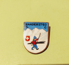 Vintage Ski Club Kandersteg Switzerland Enamel Ski Resort Pin Badge 1950s