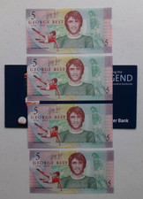GEORGE BEST - £5 NOTE x4 - 2006 ULSTER BANK - FIVE POUND & WALLET - UNCIRCULATED
