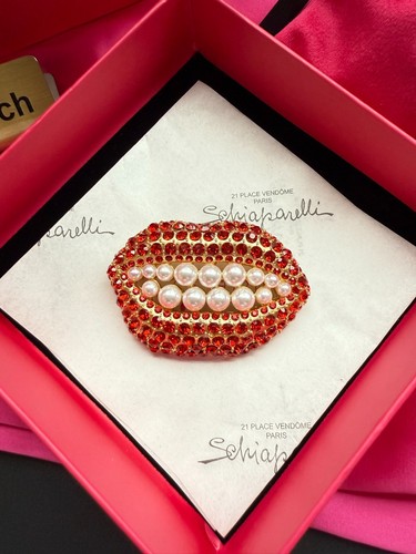 Schiaparelli red lip brooch - schiaparelli,