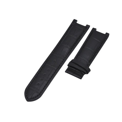 22mm black leather watch strap - leather,