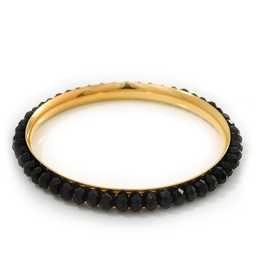 Slim black glass bangle - glass,