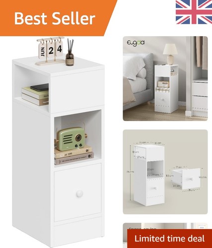 Elegant white narrow - narrow, bedside