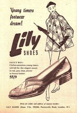Original 1950s Advert LILY Ladies Shoes 'Young-Timers Footwear' Small Print Ad