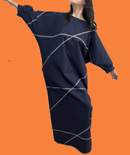 VUOKKO SUOMI Vintage Ultra Maxi Dress 60 70s Strips Print Finland Boho Marimekko