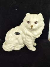 Vintage Coopercraft Porcelain Large White Persian Cat Figurine - 8" Long