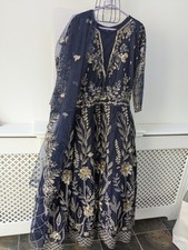 Blue & gold asian maxi dress