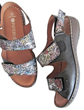 PAVERS Wide Fit Adjustable Slingback Sandals Black / Multi size U.K 7 EU40  NEW!
