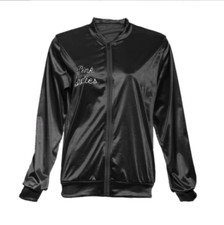 UK Womens Pink Ladies Jacket 1950s Grease Adults Girls Fancy Dress Costume HOT