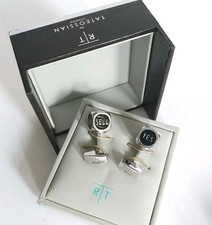 Tateossian Cufflinks In Box Sell Buy Throw Again Silver Black & Silver Colours 