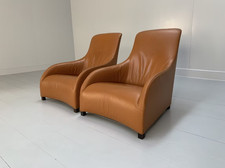 B&B Italia Armchairs - "Maxalto Kalos 9750" - In Tan Brown "Alfa" Leather