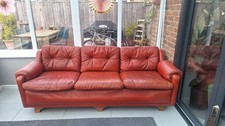 Sofa  - Vintage Three seater Red leather  made by Gimson & Slater Cherry Red 