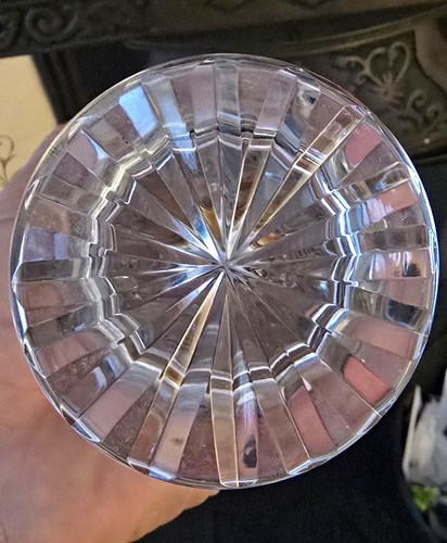 Unmarked clear cut glass vase - cut,