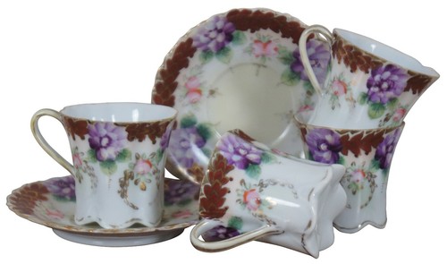 6pc antique scalloped floral - 6pc,