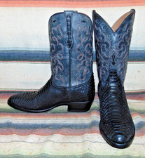 Mens Rujo The Zeke Black Snakeskin / Leather Cowboy Boots 12 D New in Box