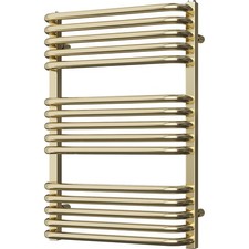 Towel Rail Polished Brass H736xW500mm Round Tube Steel 1276 BTUs|RRP £314