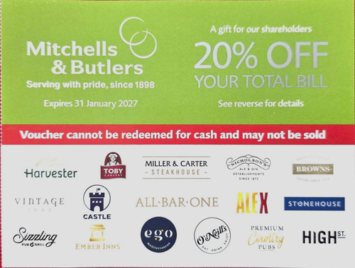 Mitchells butlers off - mitchells, 20%