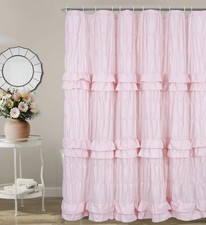 Pink Ruffle Shower Curtain, Shabby Chic Vintage Bathroom Curtains Victorian G...