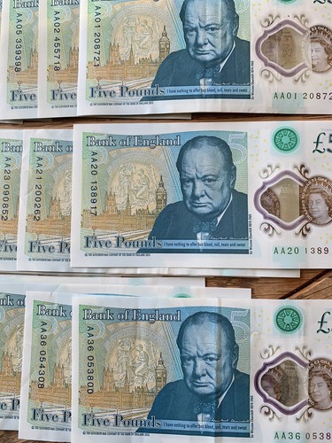 Five pound notes series x - series, aa