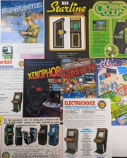 Vintage Arcade Machine Flyers Lot Original : Top Shooter Starline Golf Xenophobe