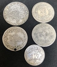 Rare Egyptian Silver Coins x 5
