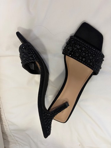 Black mules with rhinestones
