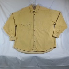 Basix Fenn Wright Manson Shirt Mens Large Button Up Workwear Pockets Yellow