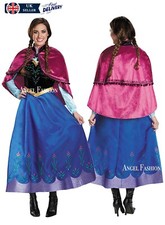 Frozen Princess Anna 2Pcs Adult Fancy Dress Cosplay Costume with Cape Halloween