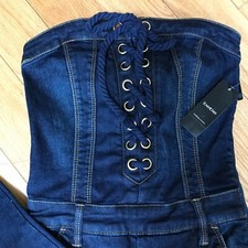 Bebe NWT Lace Up Denim Catsuit