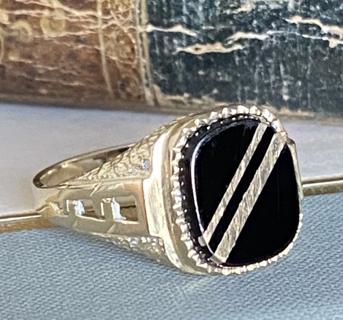 Gents 9ct gold onyx - gents,