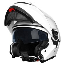 ZORAX ZOR-839 Crash Modular Motorbike Helmets Motorcycle Double Visor - White